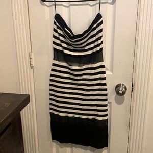 Black and white striped midi dress